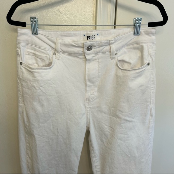 PAIGE White Laurel Canyon High Rise Flare Bootcut Jeans Size 30 Raw Hem - Picture 5 of 12
